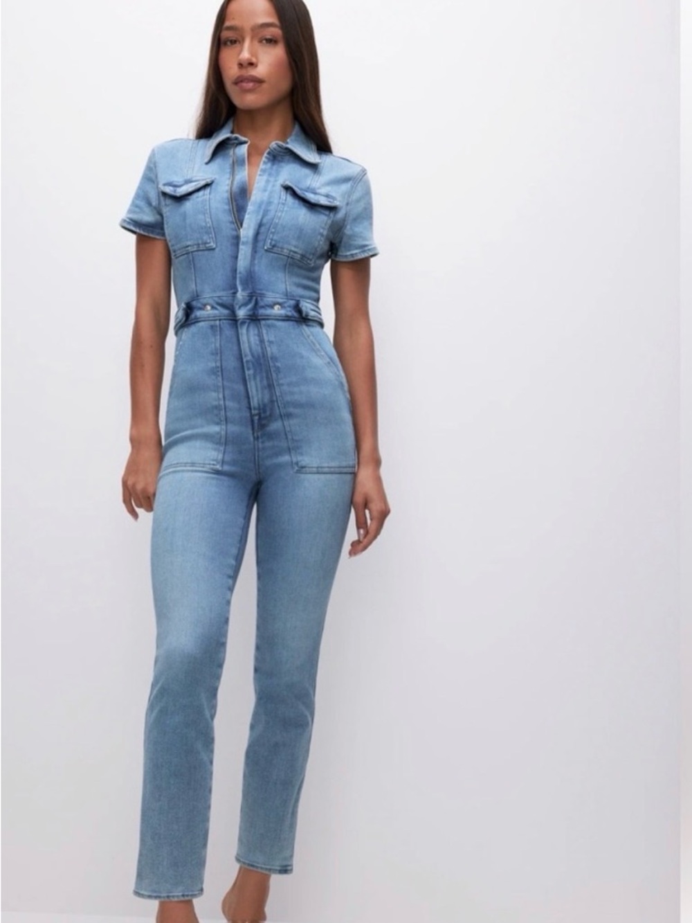 Good American Light Blue Fit for Success Jumpsuit